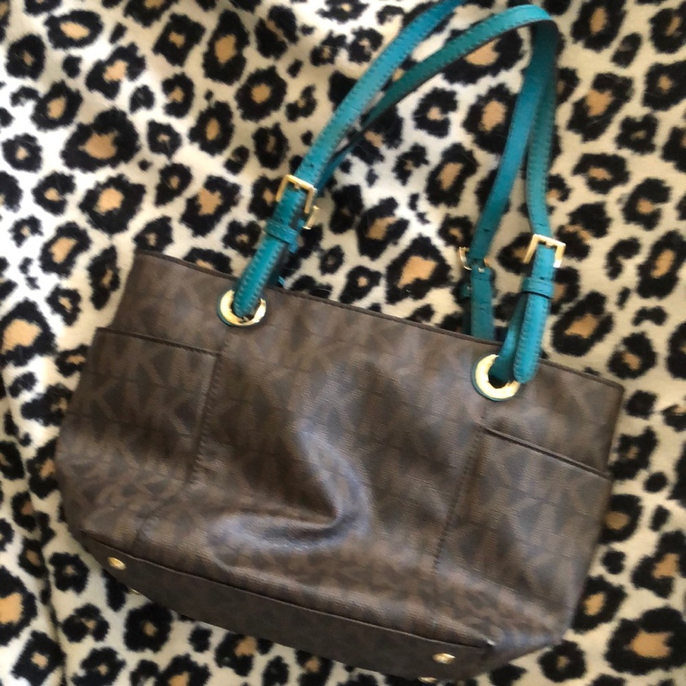 Michael Michael Kors medium size tote with teal straps